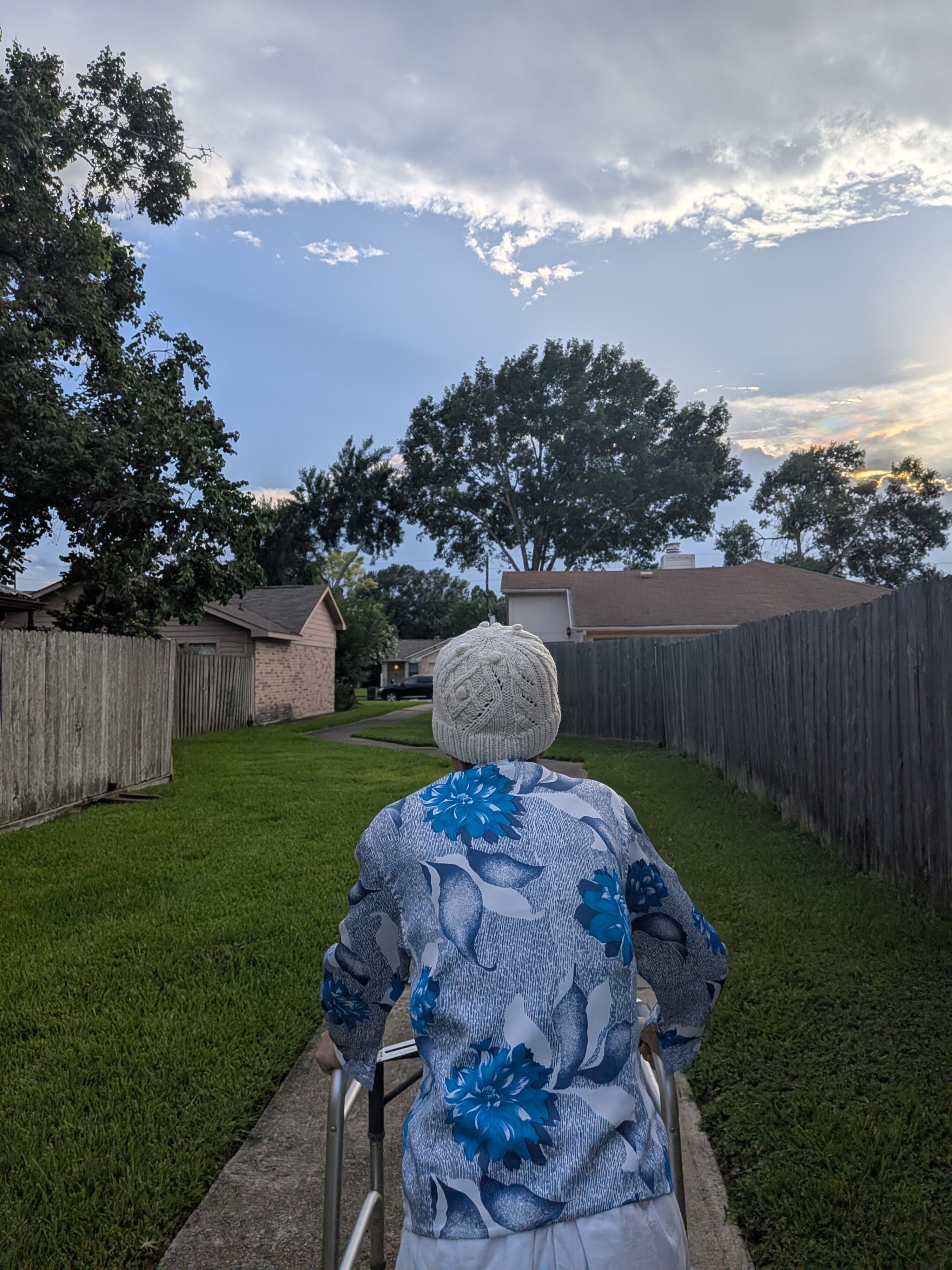 Mama Shih on a walk